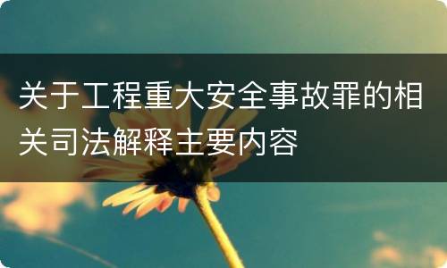 关于工程重大安全事故罪的相关司法解释主要内容