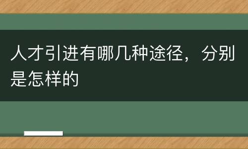 人才引进有哪几种途径，分别是怎样的