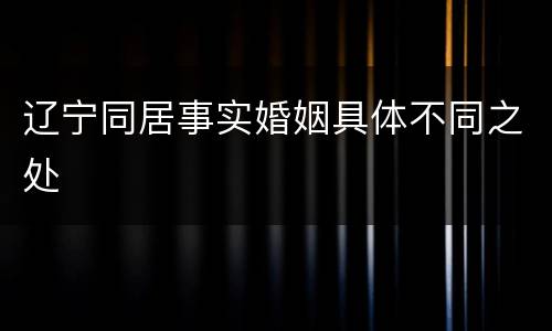 辽宁同居事实婚姻具体不同之处