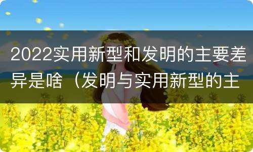 2022实用新型和发明的主要差异是啥（发明与实用新型的主要区别）