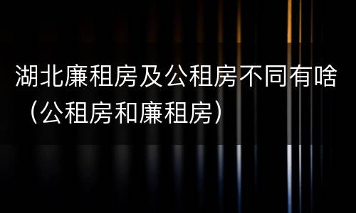 湖北廉租房及公租房不同有啥（公租房和廉租房）