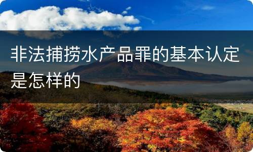 非法捕捞水产品罪的基本认定是怎样的