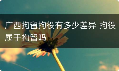 广西拘留拘役有多少差异 拘役属于拘留吗
