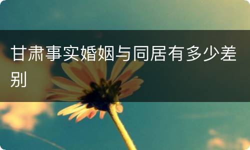 甘肃事实婚姻与同居有多少差别