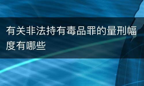 有关非法持有毒品罪的量刑幅度有哪些