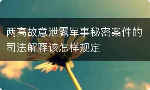 两高故意泄露军事秘密案件的司法解释该怎样规定