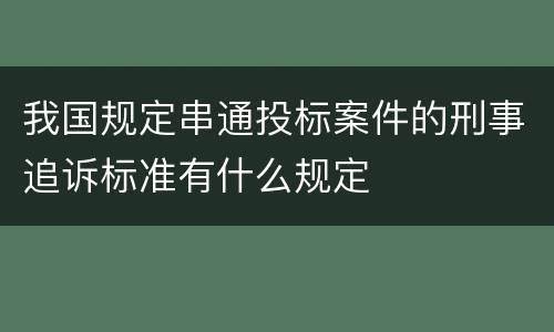 我国规定串通投标案件的刑事追诉标准有什么规定