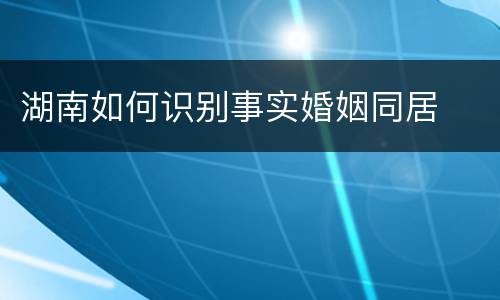 湖南如何识别事实婚姻同居
