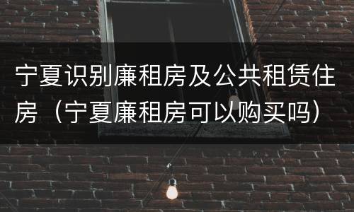 宁夏识别廉租房及公共租赁住房（宁夏廉租房可以购买吗）