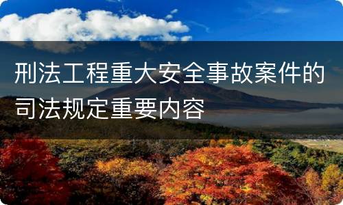 刑法工程重大安全事故案件的司法规定重要内容