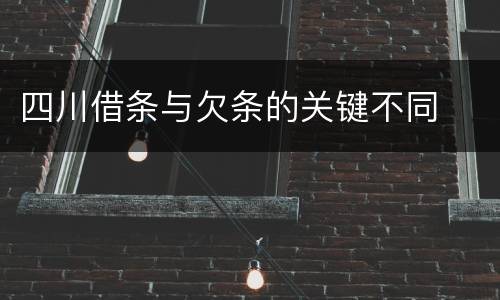 四川借条与欠条的关键不同