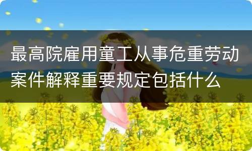 最高院雇用童工从事危重劳动案件解释重要规定包括什么