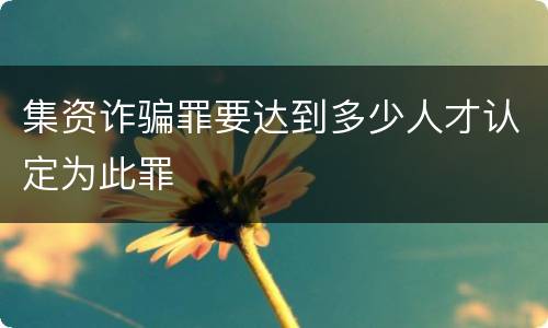 集资诈骗罪要达到多少人才认定为此罪