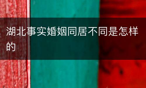 湖北事实婚姻同居不同是怎样的