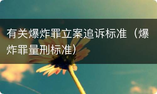 有关爆炸罪立案追诉标准（爆炸罪量刑标准）