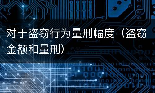对于盗窃行为量刑幅度（盗窃金额和量刑）