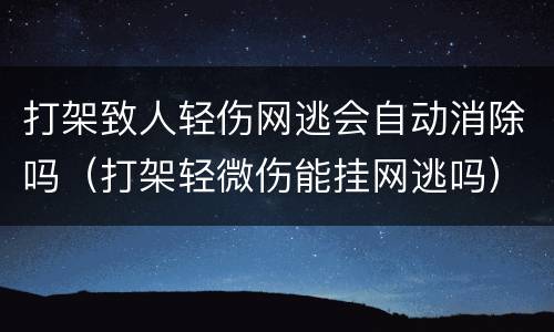 打架致人轻伤网逃会自动消除吗（打架轻微伤能挂网逃吗）
