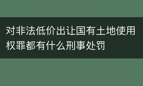 对非法低价出让国有土地使用权罪都有什么刑事处罚