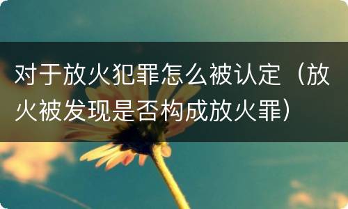 对于放火犯罪怎么被认定（放火被发现是否构成放火罪）