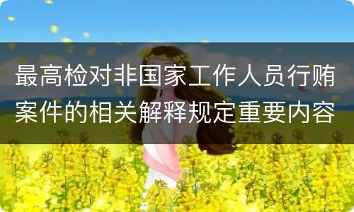 最高检对非国家工作人员行贿案件的相关解释规定重要内容有哪些