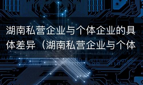湖南私营企业与个体企业的具体差异（湖南私营企业与个体企业的具体差异在于）
