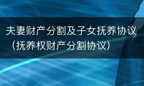 夫妻财产分割及子女抚养协议（抚养权财产分割协议）