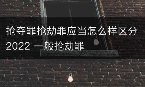 抢夺罪抢劫罪应当怎么样区分2022 一般抢劫罪