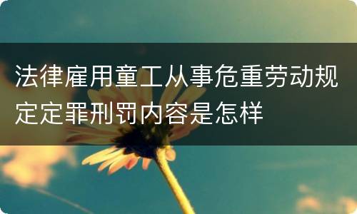 法律雇用童工从事危重劳动规定定罪刑罚内容是怎样