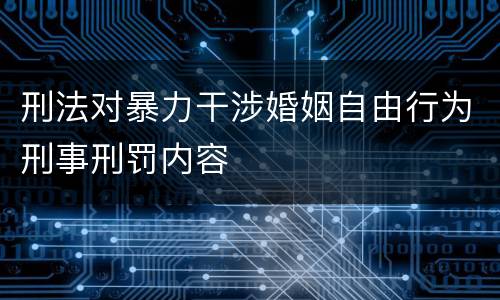 刑法对暴力干涉婚姻自由行为刑事刑罚内容