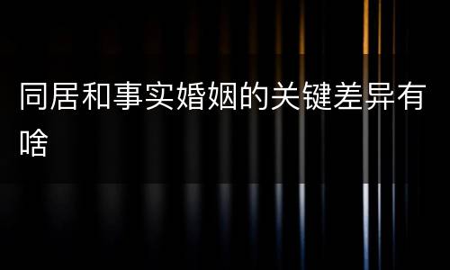 同居和事实婚姻的关键差异有啥