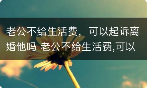 老公不给生活费，可以起诉离婚他吗 老公不给生活费,可以起诉离婚他吗