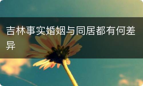 吉林事实婚姻与同居都有何差异