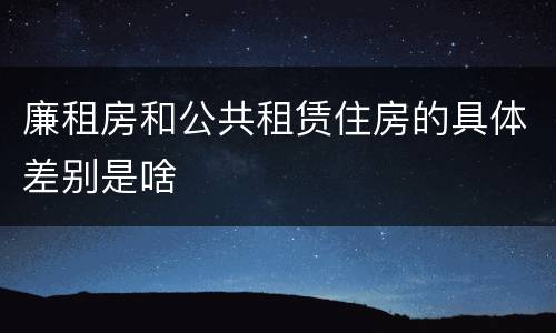 廉租房和公共租赁住房的具体差别是啥