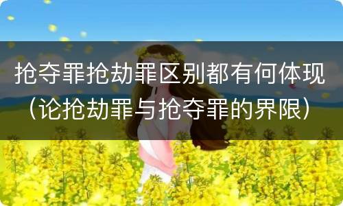 抢夺罪抢劫罪区别都有何体现（论抢劫罪与抢夺罪的界限）