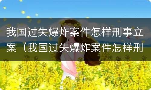 我国过失爆炸案件怎样刑事立案（我国过失爆炸案件怎样刑事立案的）