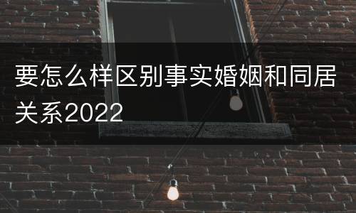 要怎么样区别事实婚姻和同居关系2022