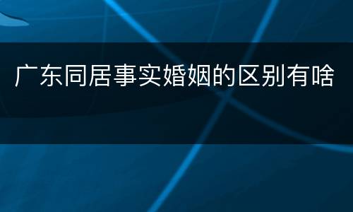 广东同居事实婚姻的区别有啥