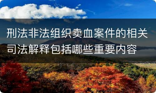刑法非法组织卖血案件的相关司法解释包括哪些重要内容