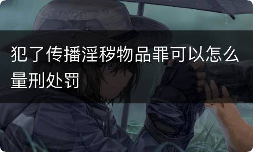 犯了传播淫秽物品罪可以怎么量刑处罚