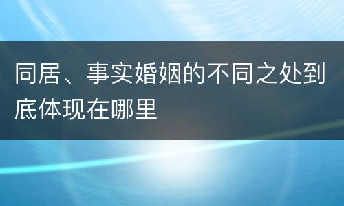同居、事实婚姻的不同之处到底体现在哪里