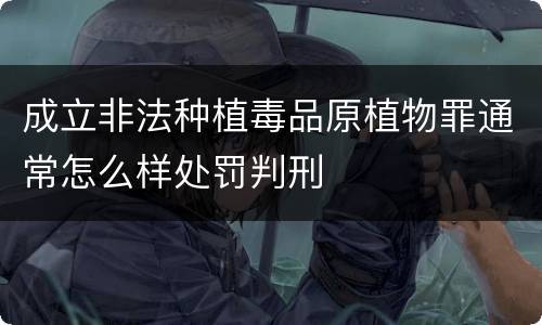 成立非法种植毒品原植物罪通常怎么样处罚判刑