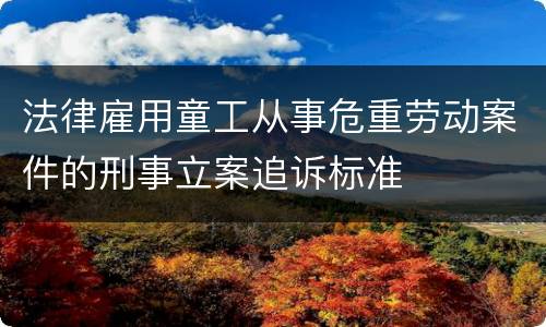 法律雇用童工从事危重劳动案件的刑事立案追诉标准