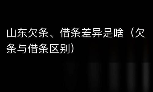山东欠条、借条差异是啥（欠条与借条区别）