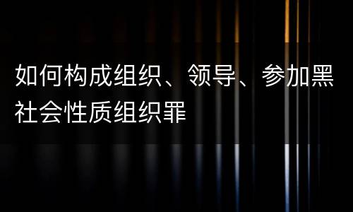如何构成组织、领导、参加黑社会性质组织罪
