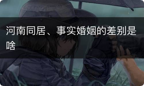 河南同居、事实婚姻的差别是啥