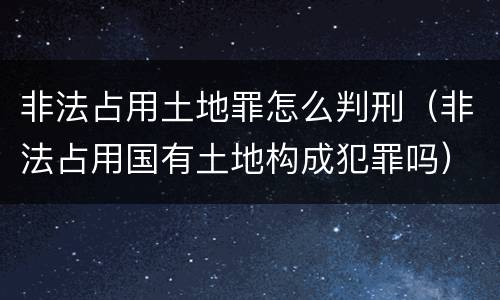 非法占用土地罪怎么判刑（非法占用国有土地构成犯罪吗）