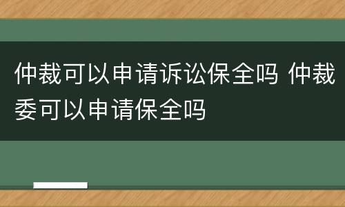 仲裁可以申请诉讼保全吗 仲裁委可以申请保全吗