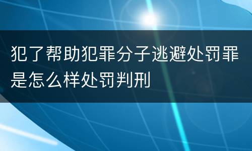 犯了帮助犯罪分子逃避处罚罪是怎么样处罚判刑