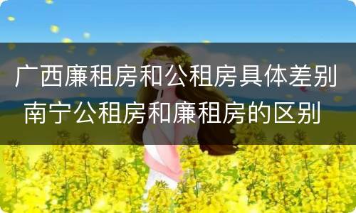 广西廉租房和公租房具体差别 南宁公租房和廉租房的区别