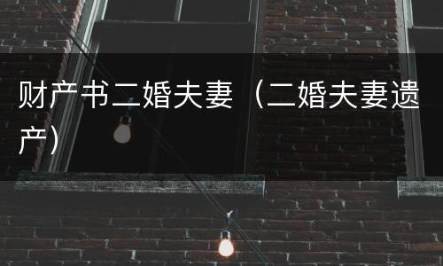 财产书二婚夫妻（二婚夫妻遗产）